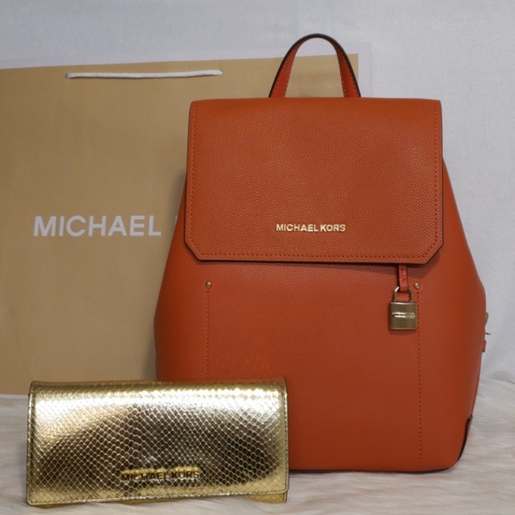 Michael Kors Handbags - Michael Kors Hayes Backpack in PERSIMMON
